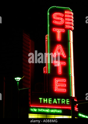 Il marchio del Teatro di Stato di Ann Arbor MI di notte Foto Stock