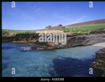 Dh Midhowe Broch ROUSAY ORKNEY ferro medievale fortificata dimora difensiva roccaforte Foto Stock