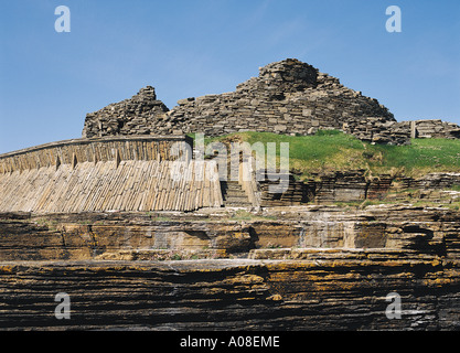 Dh Midhowe Broch ROUSAY ORKNEY ferro medievale fortificata dimora difensiva roccaforte Foto Stock