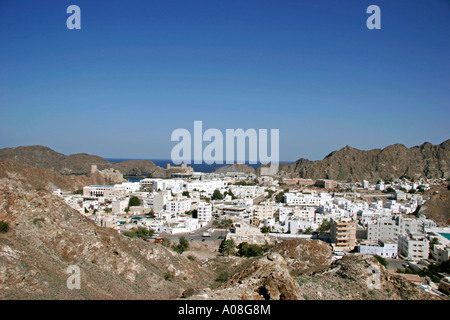 Oman Blick auf die Altstadt von Muscat, vecchi quartieri Muscat Sultanato di Oman Medio Oriente Foto Stock
