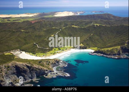 Tapotupotu Bay nei pressi di Cape Reinga lontano nord Northland Nuova Zelanda antenna Foto Stock