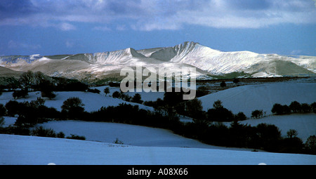 Neve in Brecon Beacons Foto Stock