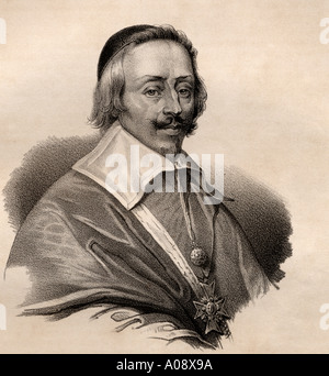 Il Cardinale Armand Jean du Plessis, primo duca di Richelieu e Fronsac, aka Red Eminenza, 1585 - 1642. Assistere francese, il nobile e più. Foto Stock