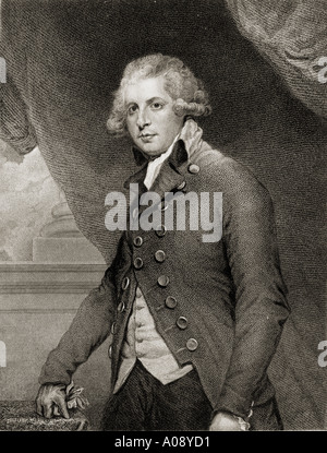 Richard Brinsley Butler Sheridan, 1751 - 1816. Irish satiro, Drammaturgo, poeta e proprietario del London Theatre Royal. Foto Stock