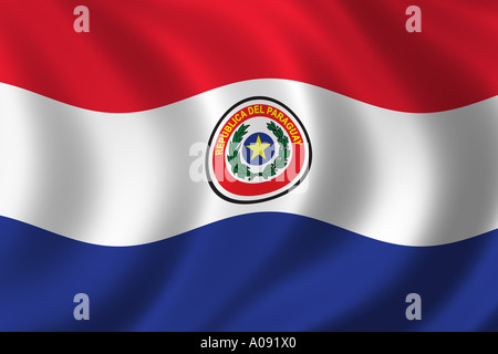 Bandiera del Paraguay sventolare nel vento Foto Stock