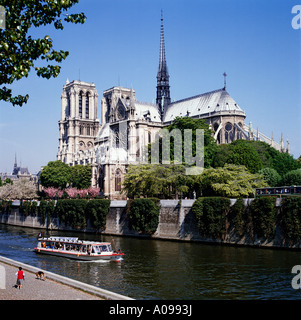 Notre Dame sul Fiume Senna a Parigi Foto Stock
