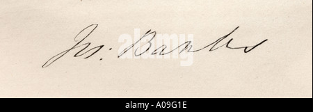 Firma di Sir Joseph Banks, Baronet banche, 1743 - 1820. Esploratore britannico, naturalista, botanico e Massone. Foto Stock