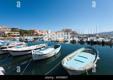 Porto guardando verso la Citadelle Calvi, La Balagne, Corsica, Francia Foto Stock