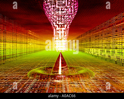 Ethereal 3D lampadina in techno impostazione Foto Stock