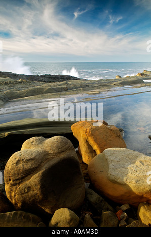 Rocce e oceano a Riva acri del parco statale Oregon Foto Stock