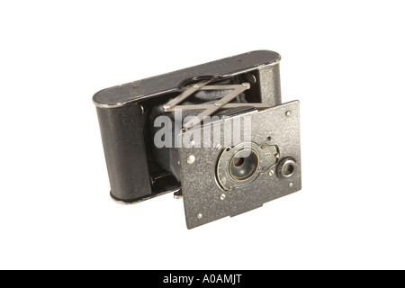 Vecchia videocamera vintage in miniatura con soffietti Foto Stock