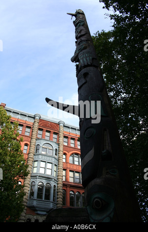 Il totem pole Pioneer Square Seattle Washington Ottobre 2006 Foto Stock