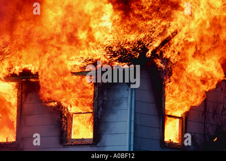 Casa in fiamme in Montgomery County Maryland Foto Stock