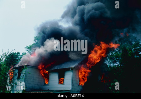 Casa in fiamme in Montgomery County Maryland Foto Stock