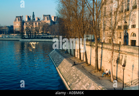 Ile Saint Louis Hotel de Ville Seine Paris Frankreich Foto Stock