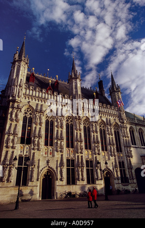 Belgio Fiandre Occidentali, Bruges, Burg Plaza, Municipio Foto Stock