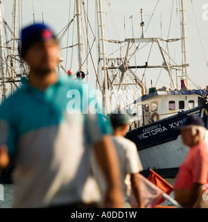 Gamberetto della flotta di pesca legato in Mazatlan Sinaloa messico Foto Stock