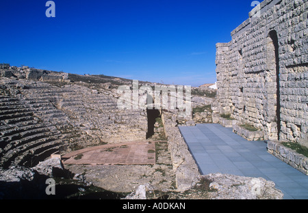 Teatro romano a Acinipo, vicino a Ronda, provincia di Malaga, Andalusia, Spagna Foto Stock