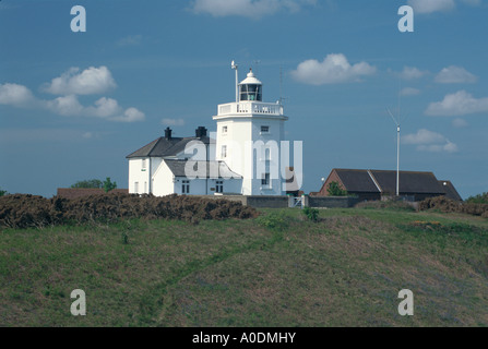 Una vista del faro sulla Costa North Norfolk a Cromer, Norfolk, Inghilterra, Regno Unito, Europa. Foto Stock