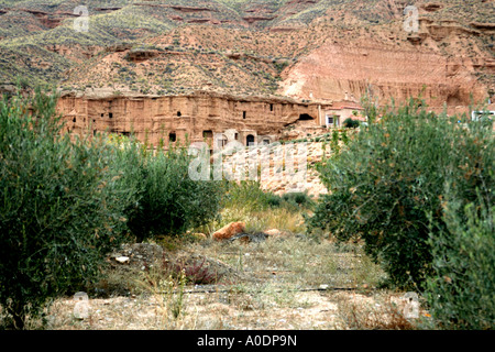 Case di loess Parco naturale Sierra de Huetor vicino a Granada Andalusia Spagna del Sud Europa Foto Stock