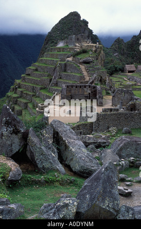 Vista sul sito Machu Picchu Perù Foto Stock