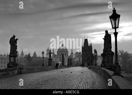 Il Ponte Carlo a Praga Repubblica Ceca Foto Stock