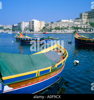Barche da pesca Msida Creek Malta Foto Stock