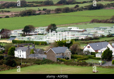 Holiday caravan park visualizzati tramite case unifamiliari a Harlech Gwynedd North Wales UK Foto Stock