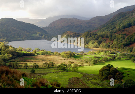Llyn Gwynant in Nant Gwynant Valley vicino a Beddgelert Gwynedd North Wales UK Foto Stock