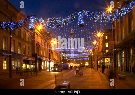 Le luci di Natale Grey Street Newcastle upon Tyne Foto Stock