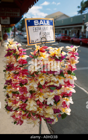 Hawaii,Isole Hawaii,Maui Lahaina Front Street leis in vendita,turismo,viaggio,destinazione,cultura,costumi,lifestyle,HI021 Foto Stock