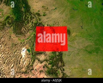 Ha evidenziato un'immagine satellitare del Wyoming negli Stati Uniti d'America Foto Stock