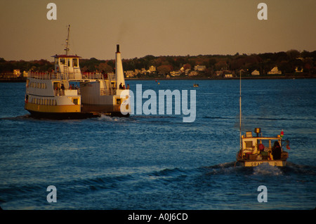 Maine,ME,New England,Down East,Portland,Casco Bay Water Ferry Line il traghetto Machigonne II parte per Peaks Island ME147, i visitatori viaggiano in viaggio per Foto Stock