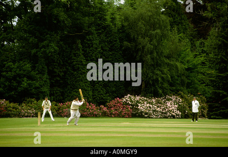 Villaggio signorile cricket ground a Marchweil Hall Foto Stock