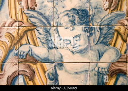 Lisbona portogallo Museu Nacional do Azulejo in Convento da Madre de Deus Nazionale Museo della Piastrella cherubino Foto Stock