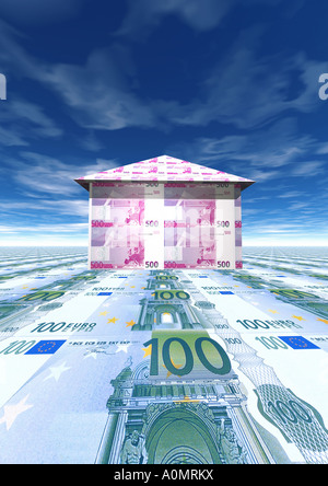 Casa fatta dal simbolo euro für Immobilie Euro Foto Stock
