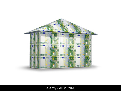 Casa fatta dal simbolo euro für Immobilie Euro Foto Stock
