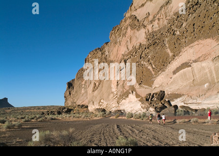 Incisioni rupestri intagliato in antico litorale sulla scogliera lavica letti monumento nazionale Tulelake, California USA Foto Stock