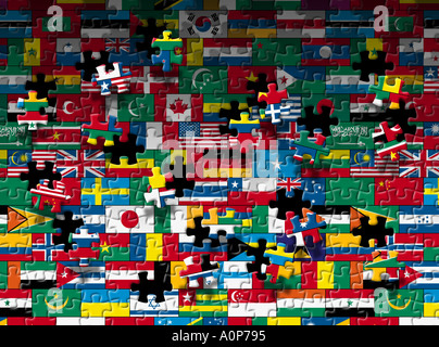 Flag in un puzzle ombreggiata di composizione nella parte superiore Foto Stock