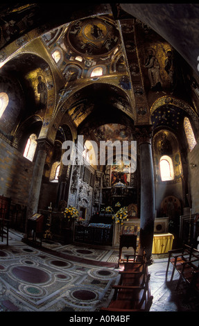 Gli affreschi di epoca normanna Martorana Piazza Bellini Palermo Sicilia Italia Foto Stock