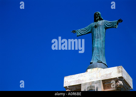 Statua di Cristo sulla vetta del Monte Toro Menorca è il punto più alto di Minorca a 358 metri Foto Stock