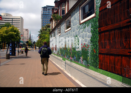 Il murale sulla street nel centro di Christchurch Isola del Sud della Nuova Zelanda n. PR o MR Foto Stock