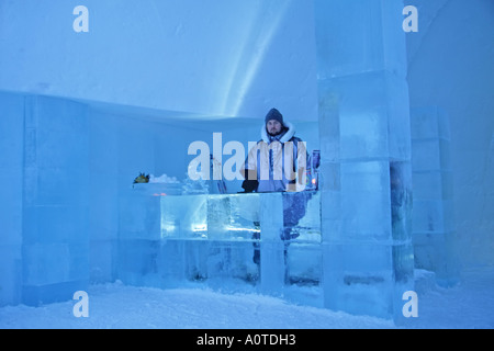 Ricezione all'interno dell'icehotel Kiruna Svezia Foto Stock