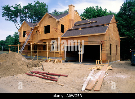 Telaio in legno casa in costruzione Foto Stock