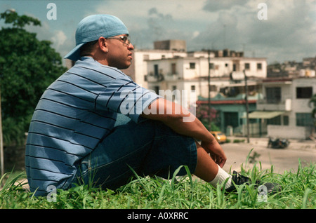 L'Avana, Cuba. Hip Hop artista Papo registrare Foto Stock