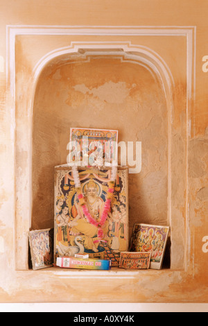 Palki Chanwar Walon Ki Haveli mansion 400 anni ripristinato al suo stato originale museo Anokhi Ambra vicino a Jaipur Rajasthan Foto Stock