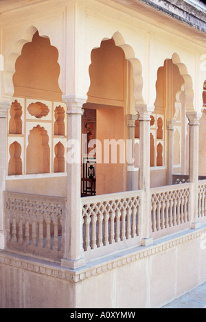 Palki Chanwar Walon Ki Haveli mansion 400 anni ripristinato al suo stato originale museo Anokhi Ambra vicino a Jaipur Rajasthan Foto Stock