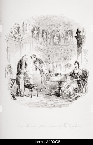 Il vecchio uomo di nome di Tulkinghorn. Illustrazione di Phiz Hablot Knight Browne 1815 - 1882. Dal libro Bleak House by Charles Dickens. Foto Stock