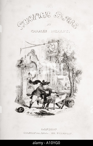 Pagina titolo illustrazione dal Charles Dickens romanzo The Pickwick Papers da H K Browne noto come Phiz Foto Stock