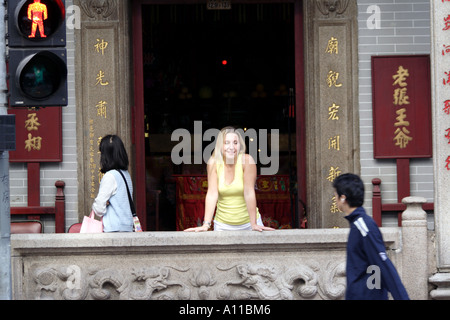 Appoggiata al Hung Shing Tempio a Wan Chai, Hong Kong Foto Stock